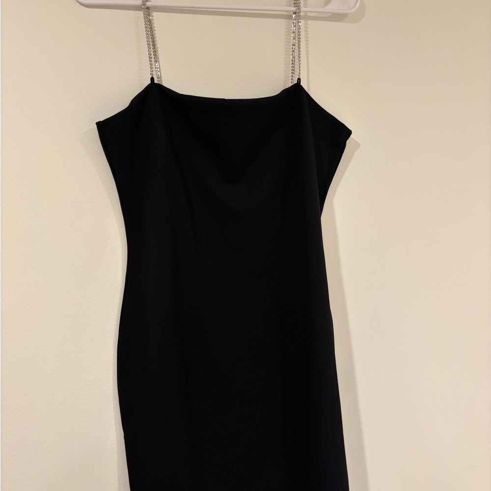 H&M Black Strapless Slip Dress with Crystal Straps